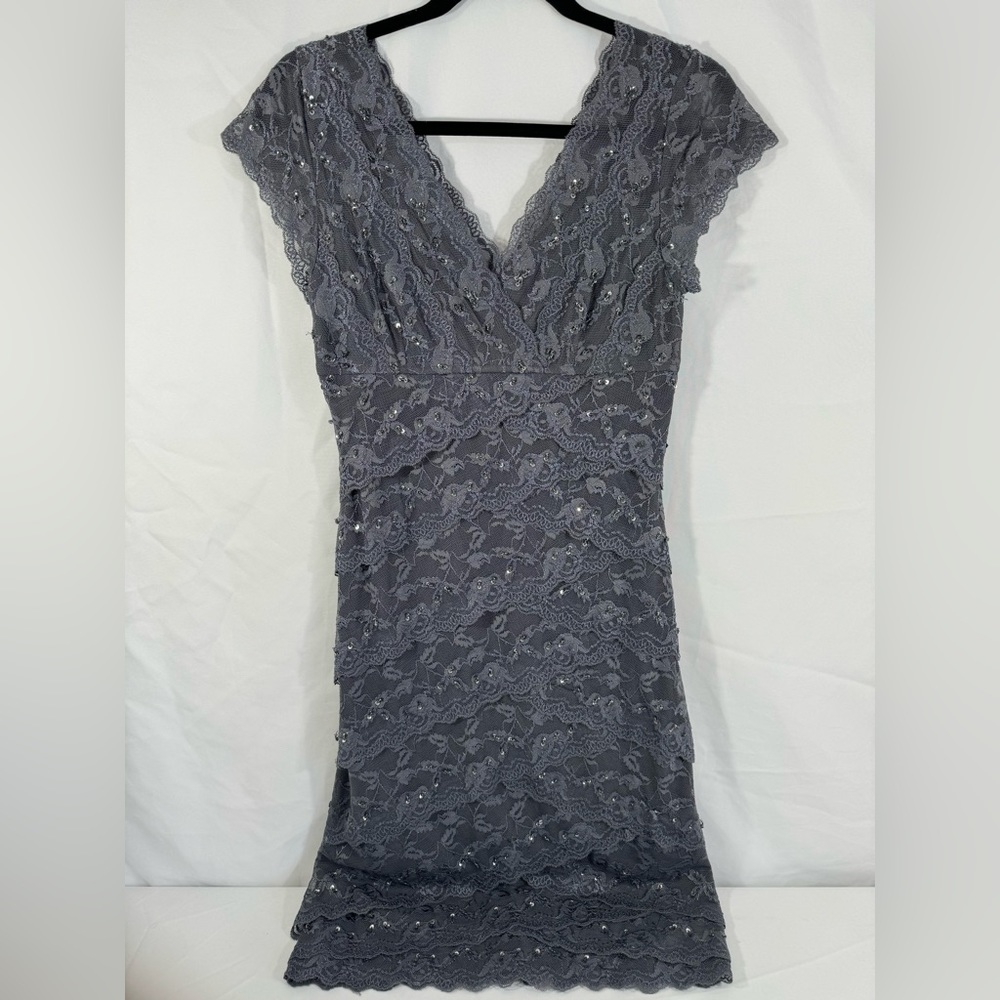 Macy’s formal grey dress lace and sequins